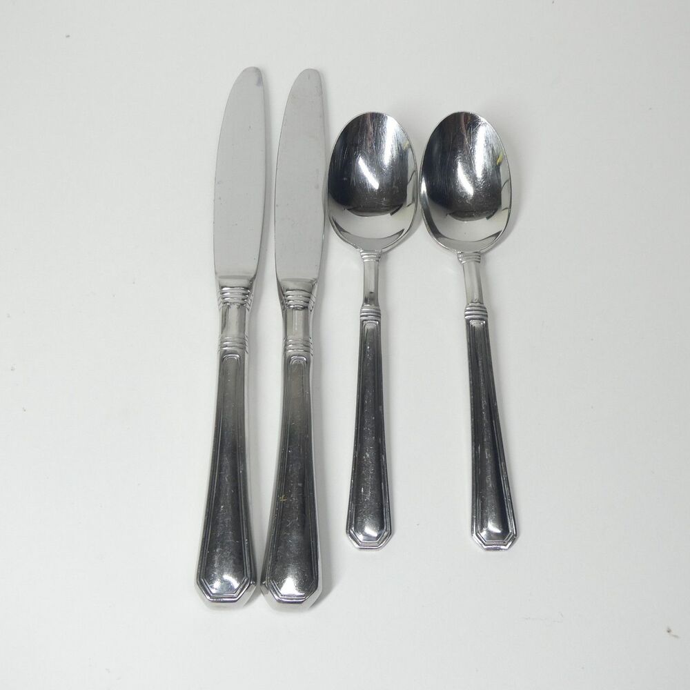 Pfaltzgraff Providence 4pc Flatware Lot Soup Spoons Knives Stainless